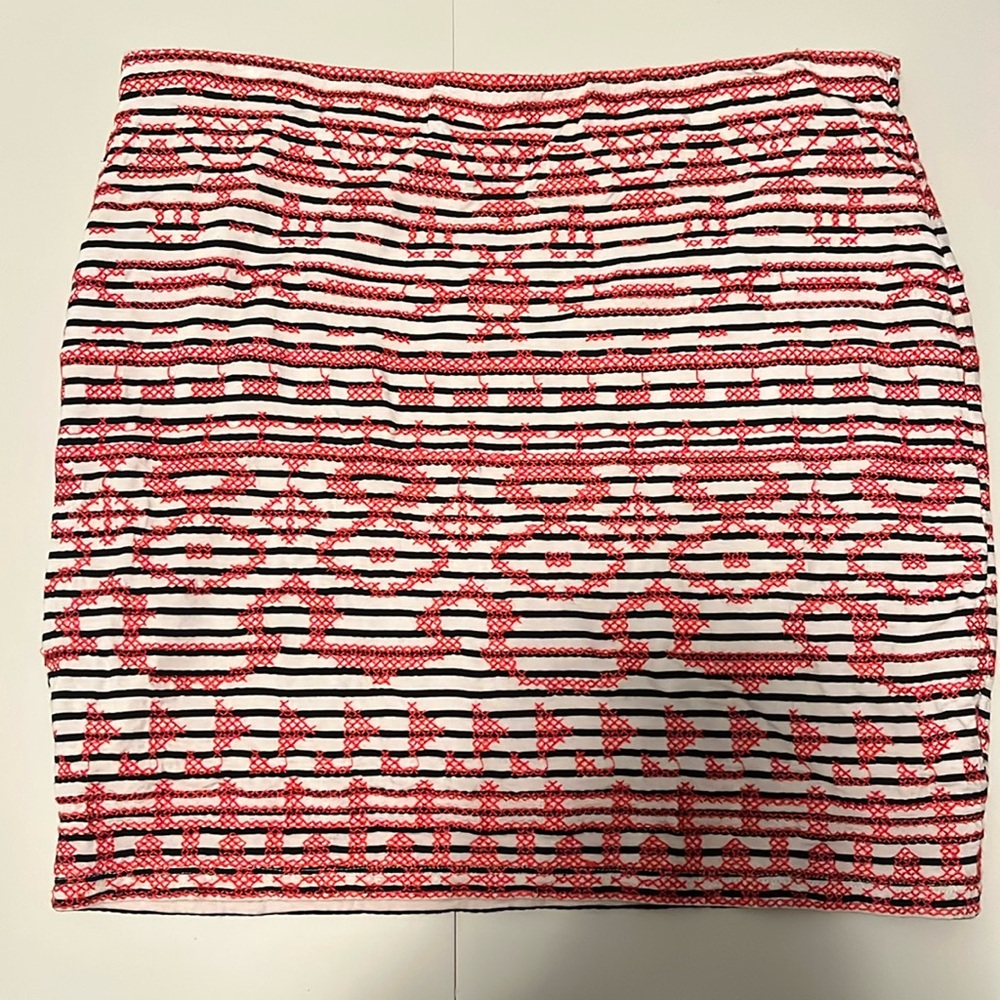THML Brand Red White Black Stitched Pencil Skirt, large